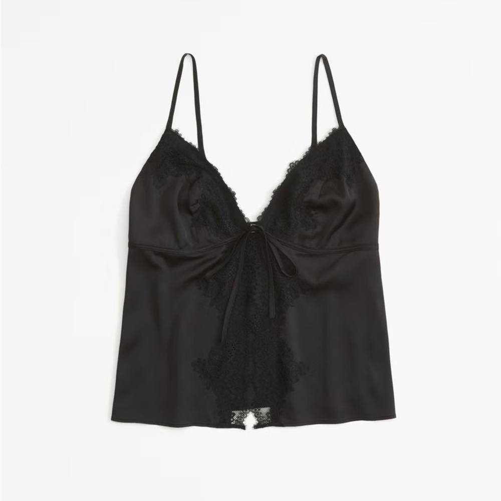 Abercrombie & Fitch Black Satin & Lace Tie Cami